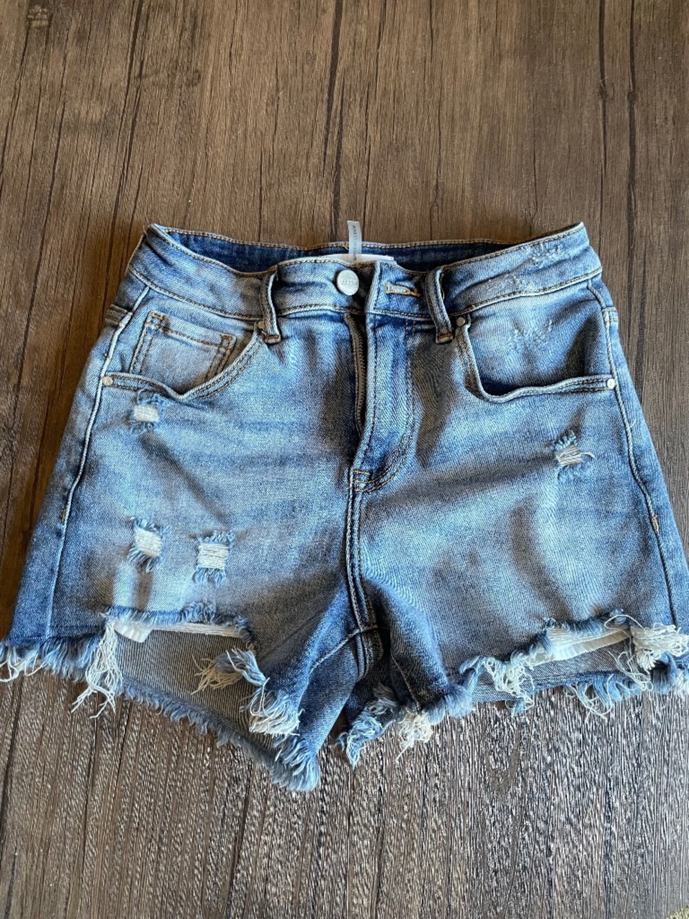 Risen High Waisted Denim Shorts